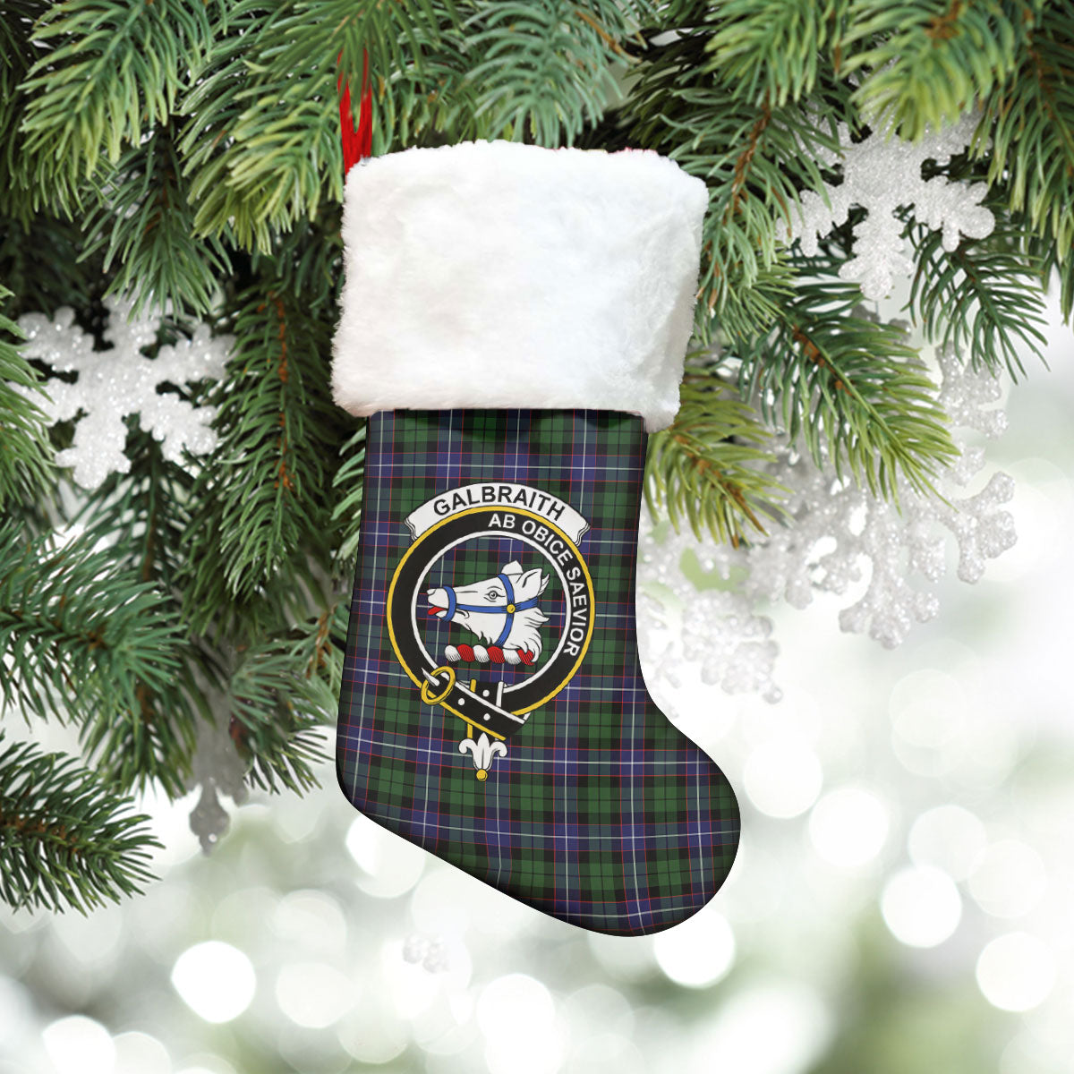 Galbraith Modern Tartan Crest Christmas Stocking