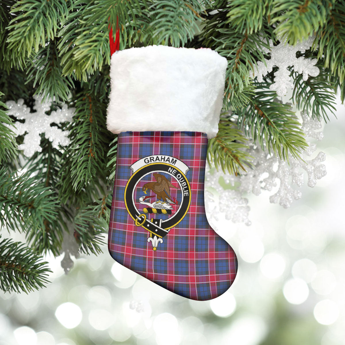 Graham of Menteith Red Tartan Crest Christmas Stocking