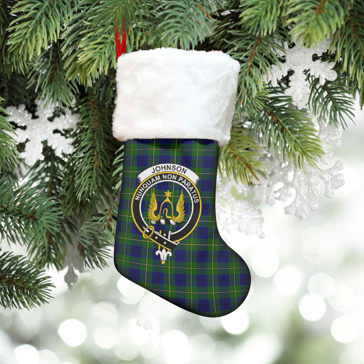 Johnson Modern Tartan Crest Christmas Stocking