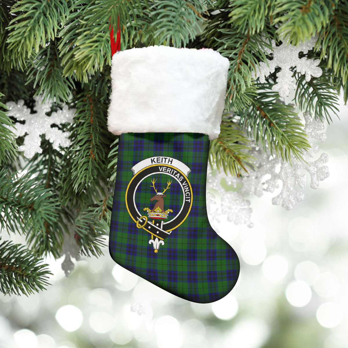 Keith Modern Tartan Crest Christmas Stocking