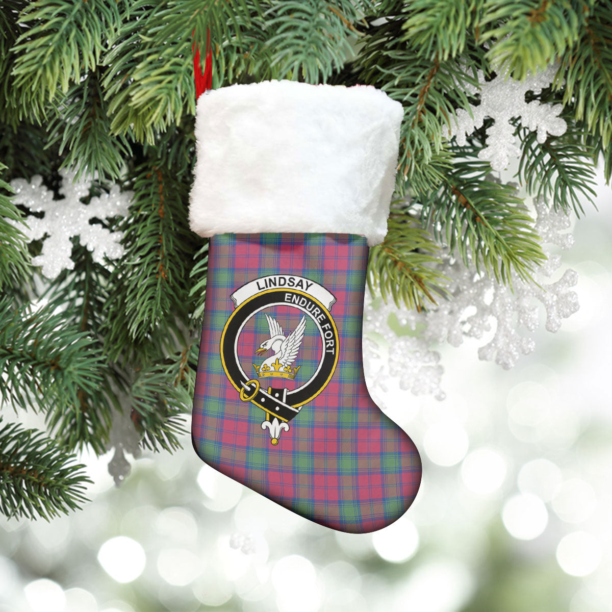 Lindsay Ancient Tartan Crest Christmas Stocking