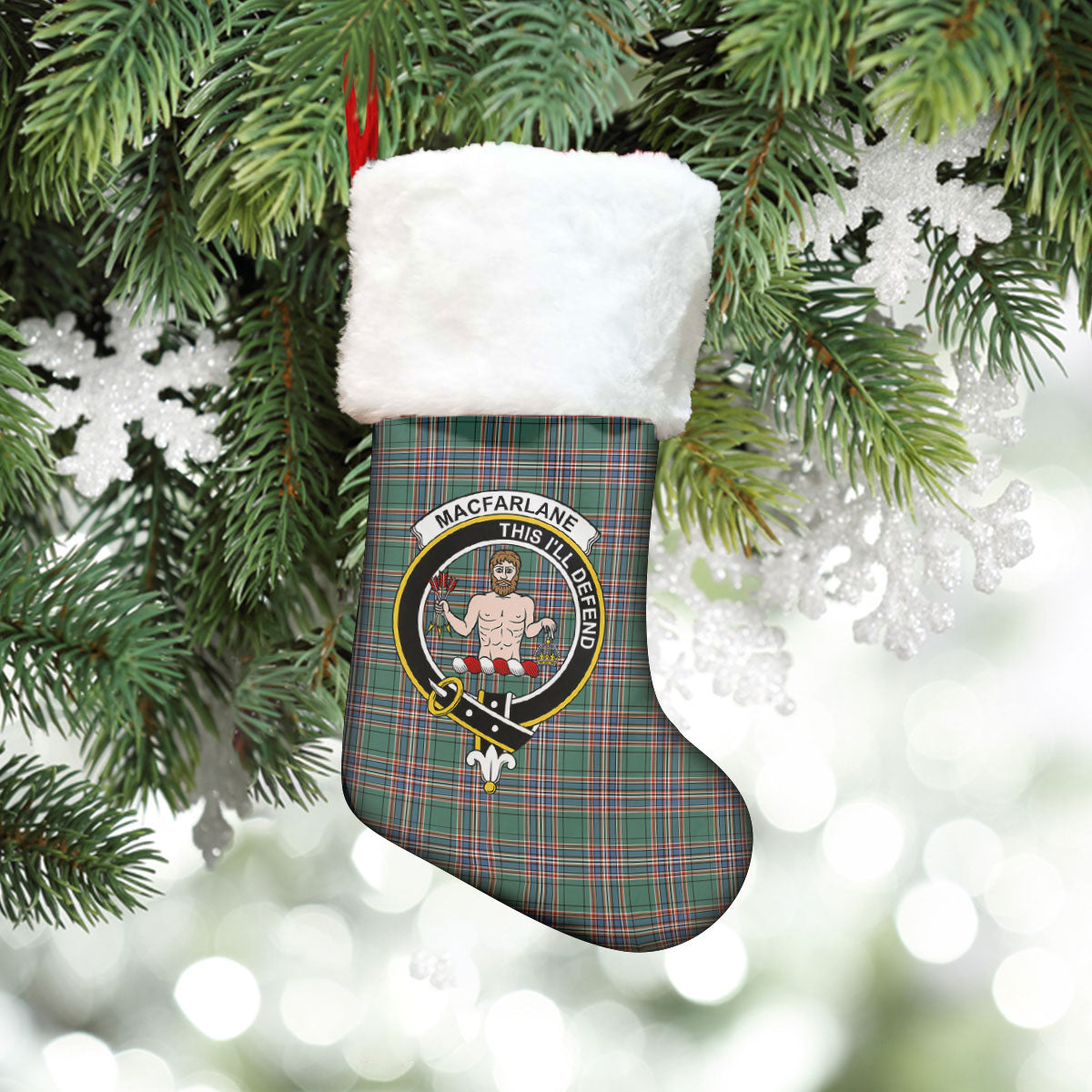 MacFarlane Hunting Ancient Tartan Crest Christmas Stocking