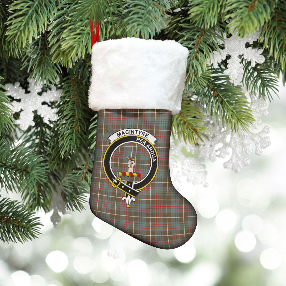 MacIntyre Hunting Weathered Tartan Crest Christmas Stocking