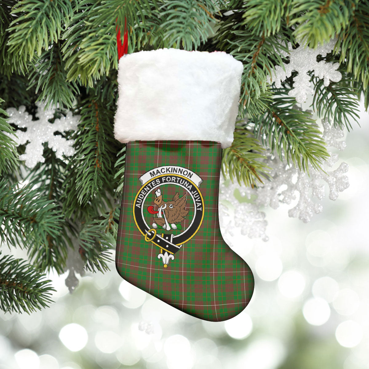 MacKinnon Hunting Modern Tartan Crest Christmas Stocking