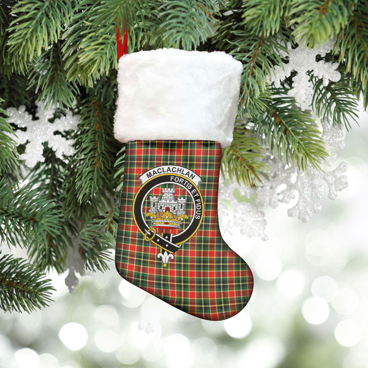 MacLachlan Hunting Modern Tartan Crest Christmas Stocking