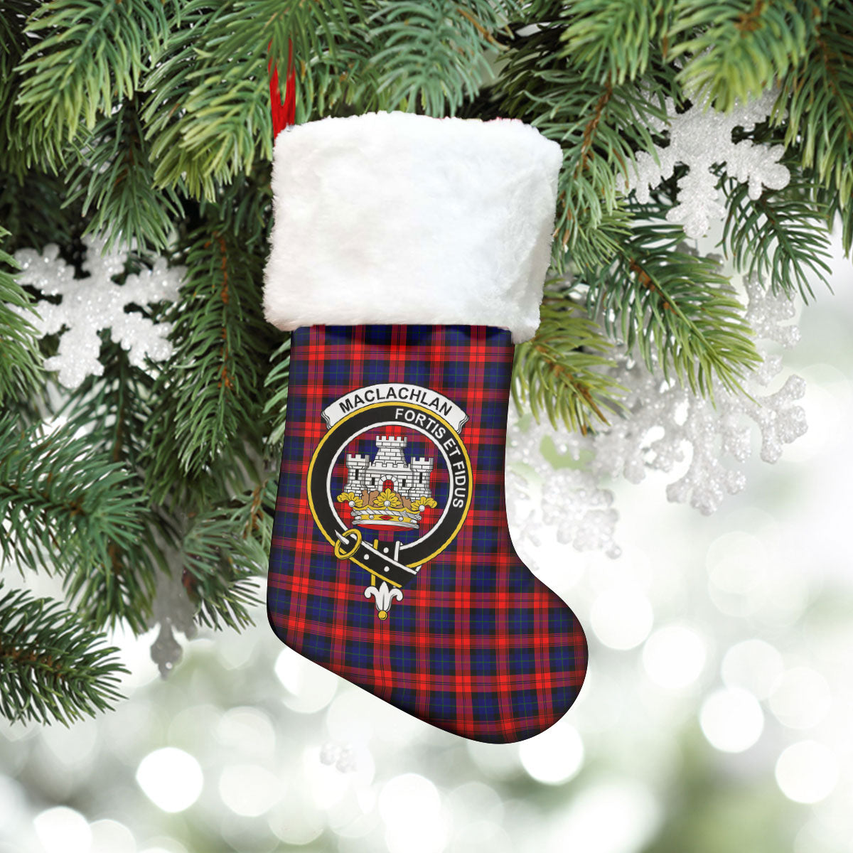 MacLachlan Modern Tartan Crest Christmas Stocking