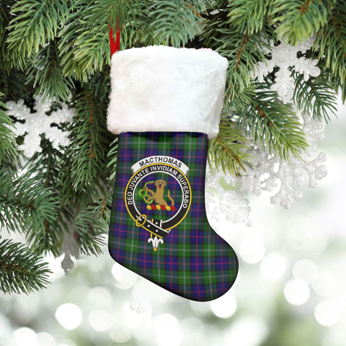 MacThomas Modern Tartan Crest Christmas Stocking