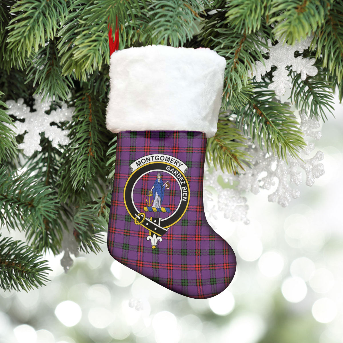 Montgomery Modern Tartan Crest Christmas Stocking