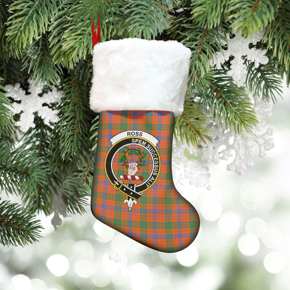 Ross Ancient Tartan Crest Christmas Stocking