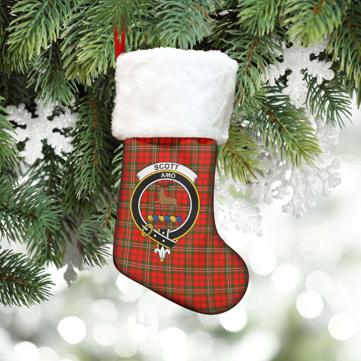 Scott Modern Tartan Crest Christmas Stocking