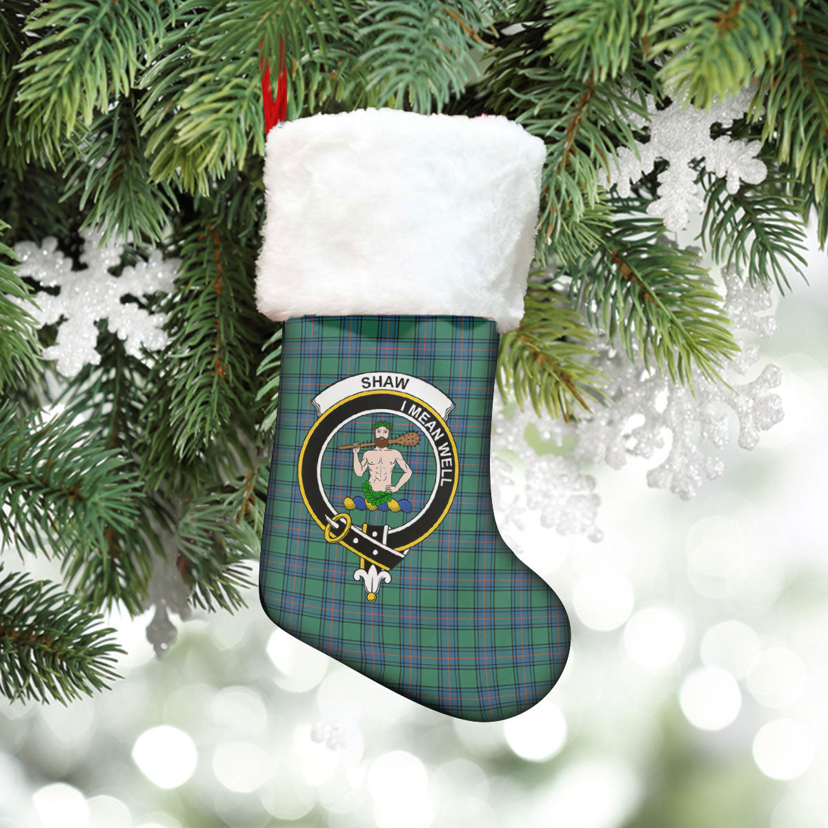 Shaw (of Sauchie) Tartan Crest Christmas Stocking