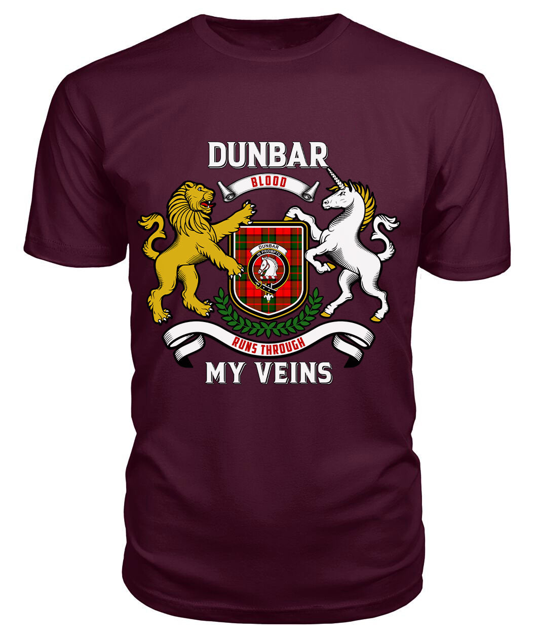 Dunbar Modern Tartan Crest 2D T-shirt - Blood Runs Through My Veins Style