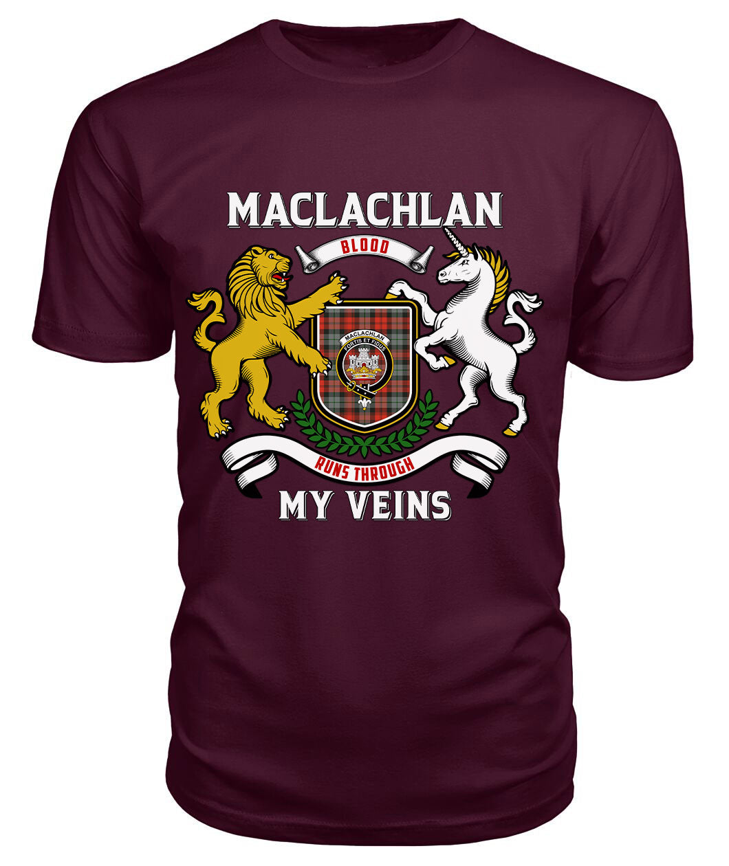 MacLachlan Weathered Tartan Crest 2D T-shirt - Blood Runs Through My Veins Style