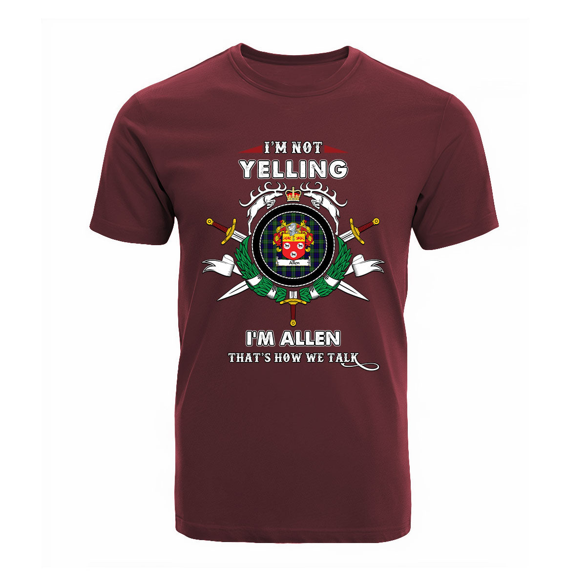 Allen Tartan Crest T-shirt - I'm not yelling style