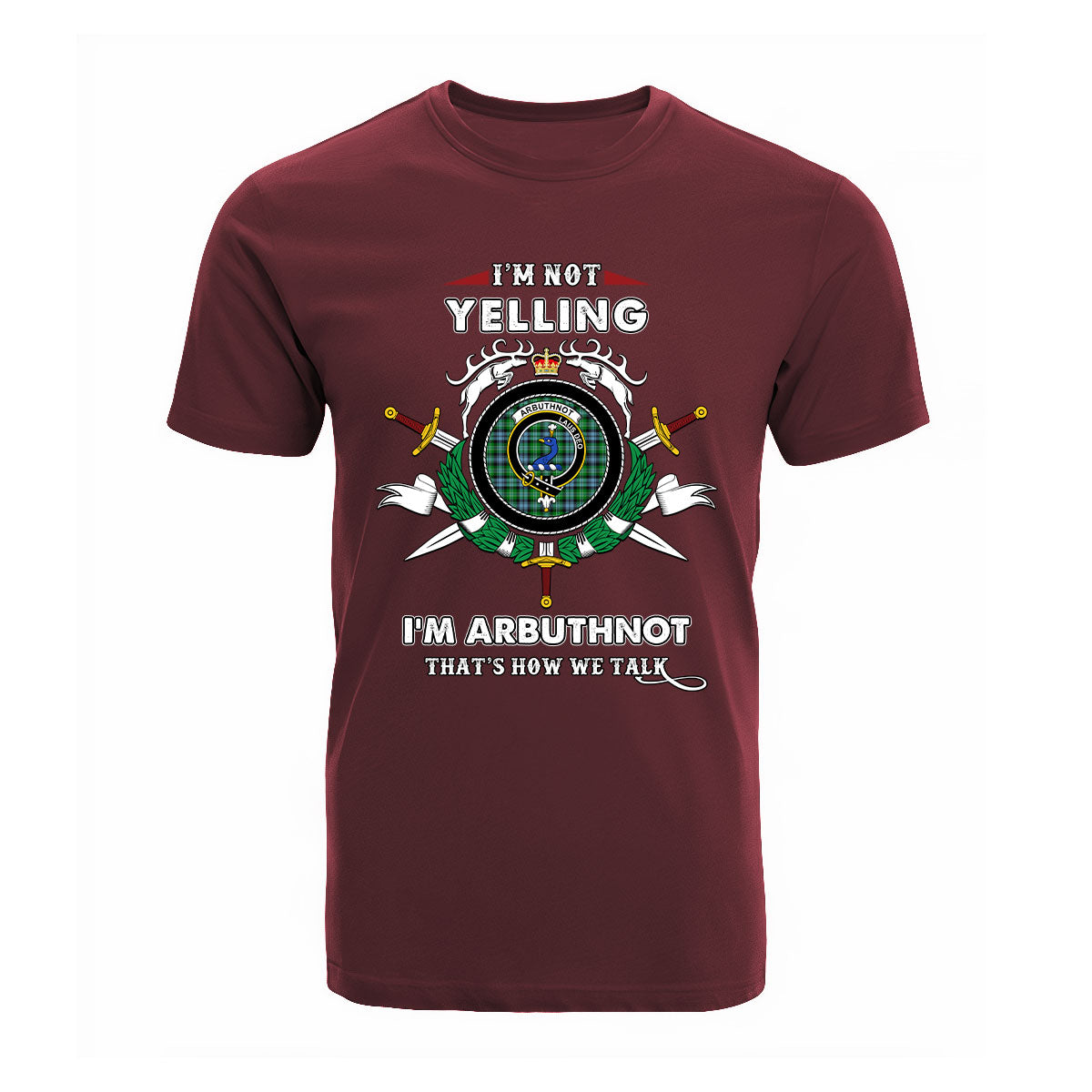 Arbuthnot Tartan Crest T-shirt - I'm not yelling style