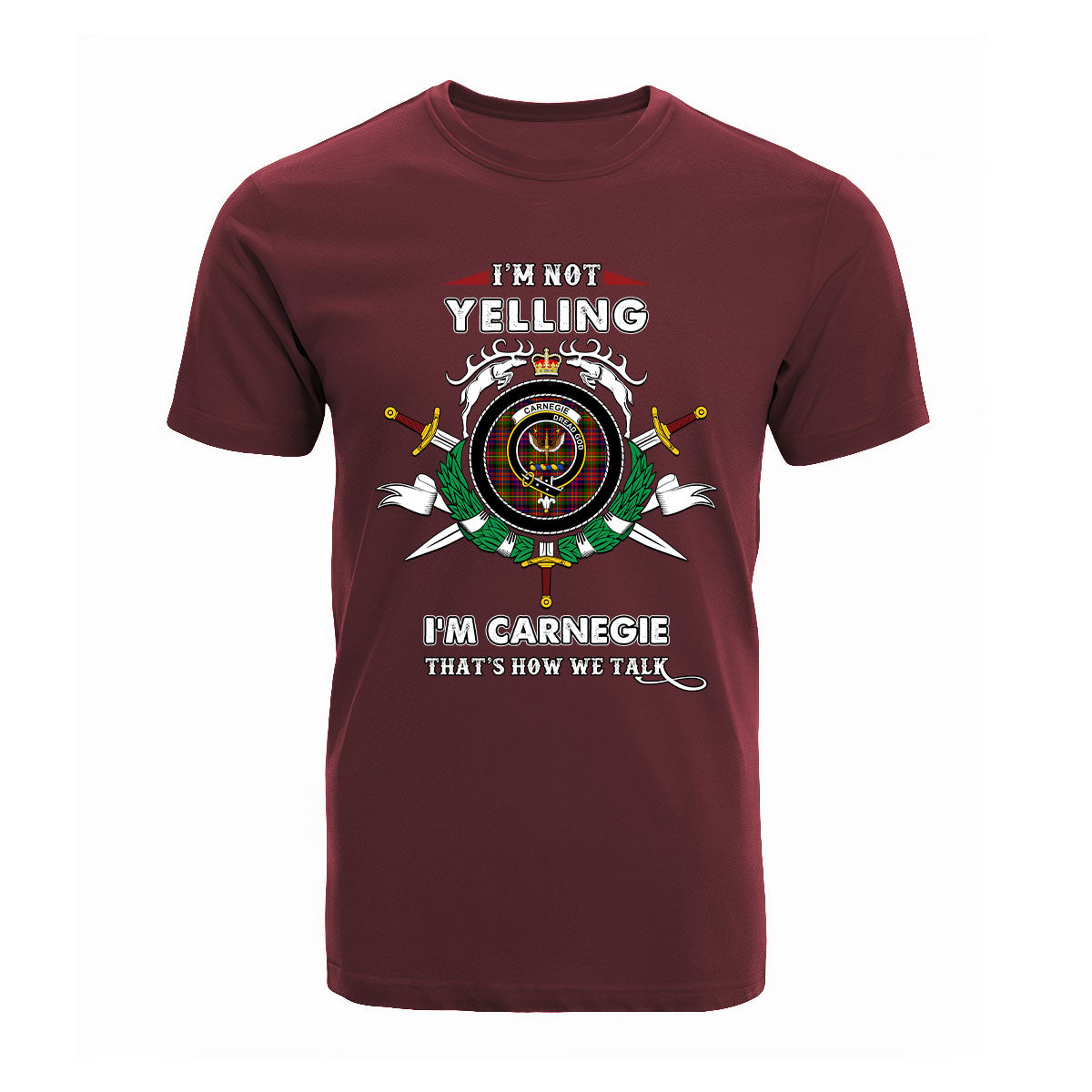 Carnegie Tartan Crest T-shirt - I'm not yelling style