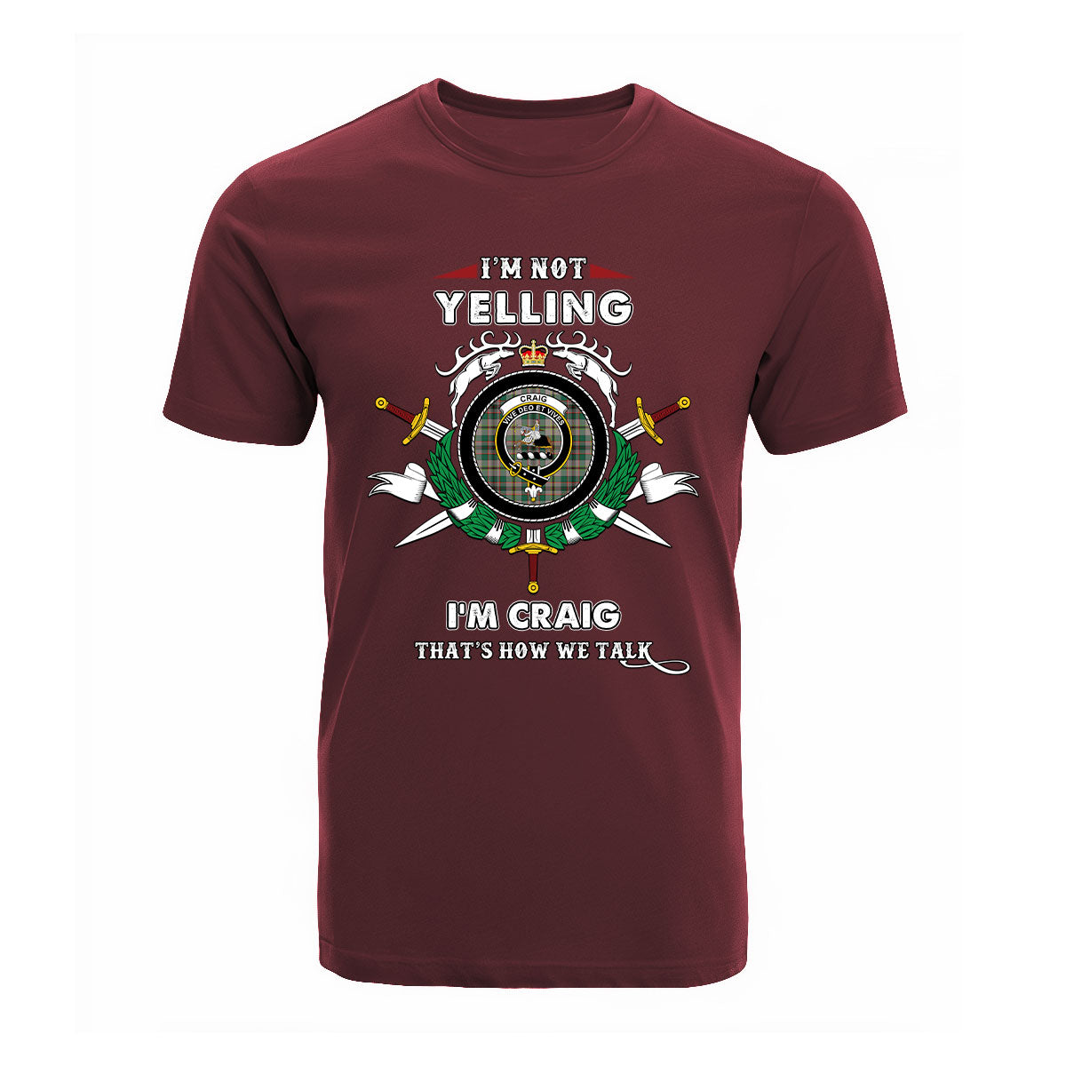 Craig Tartan Crest T-shirt - I'm not yelling style