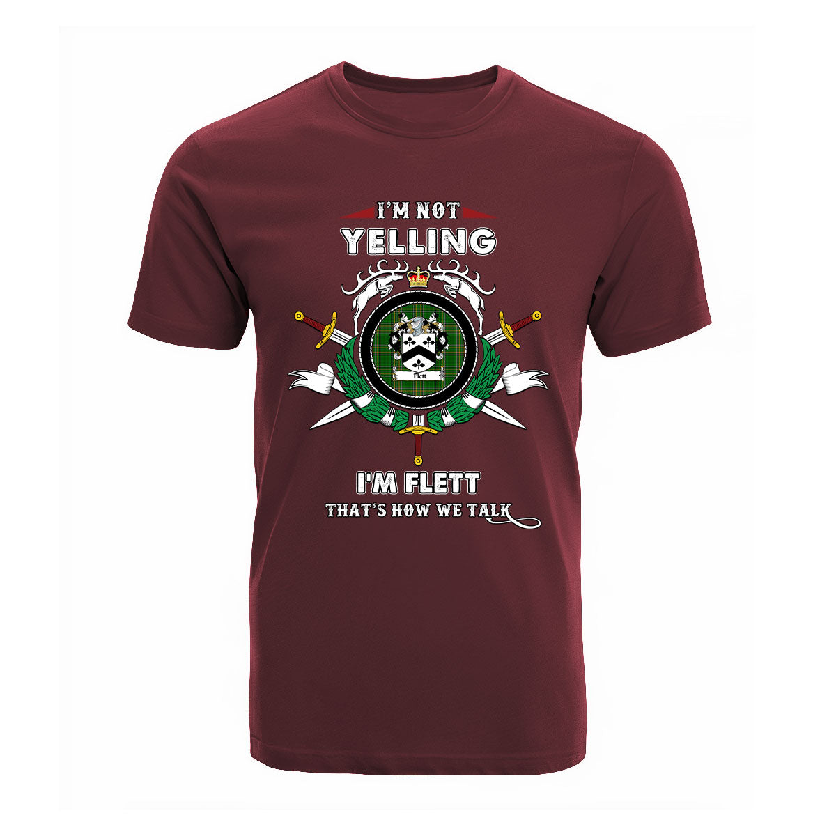 Flett Tartan Crest T-shirt - I'm not yelling style