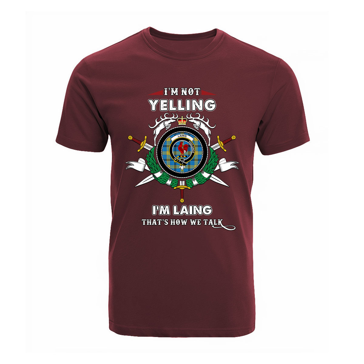 Laing Tartan Crest T-shirt - I'm not yelling style