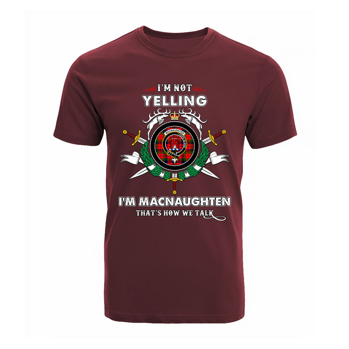 MacNaughten Tartan Crest T-shirt - I'm not yelling style