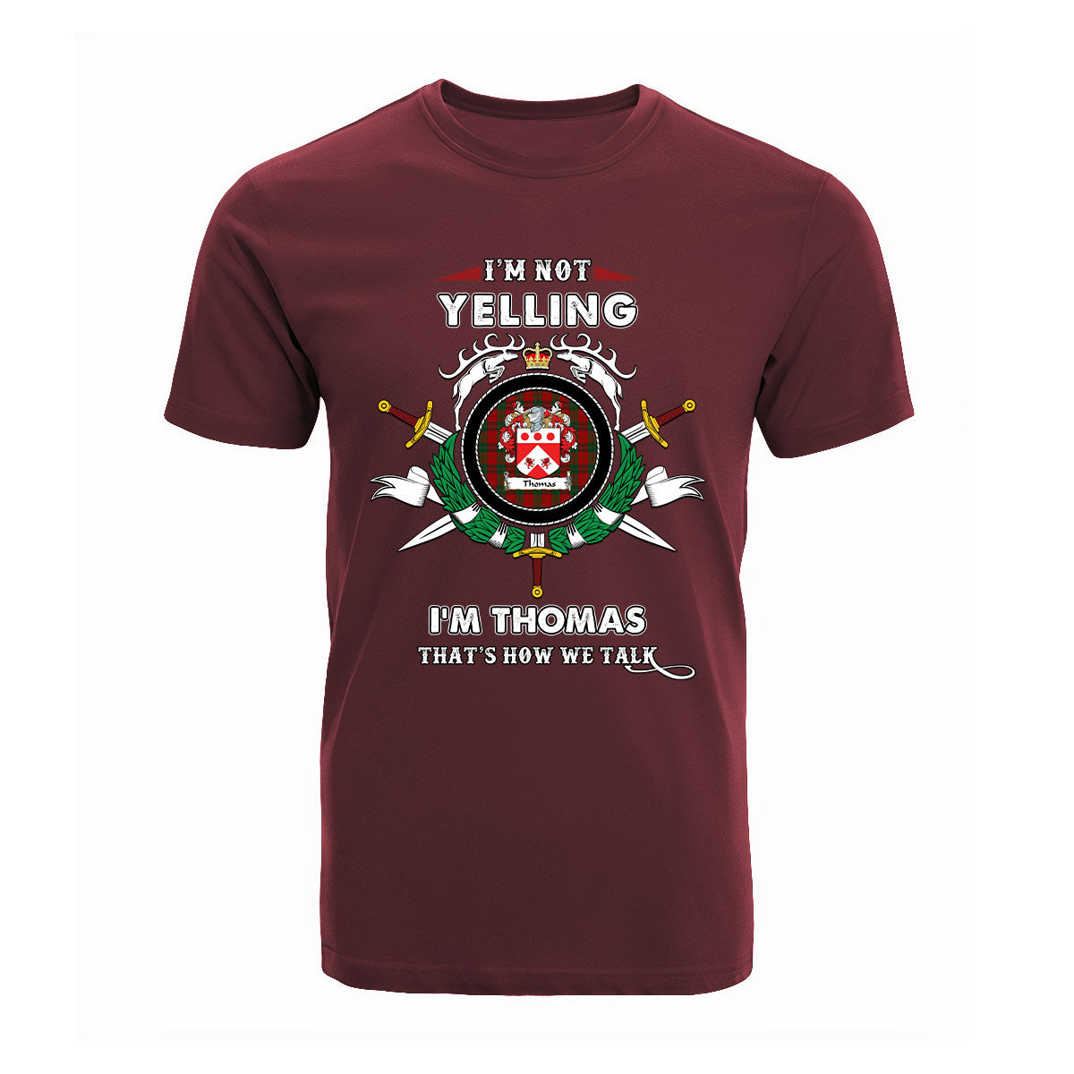 Thomas Tartan Crest T-shirt - I'm not yelling style