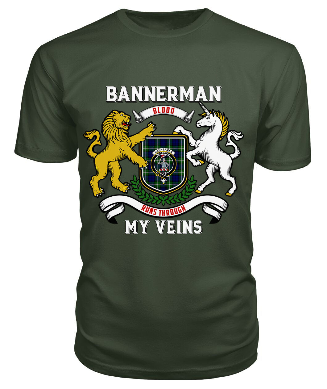 Bannerman Tartan Crest 2D T-shirt - Blood Runs Through My Veins Style