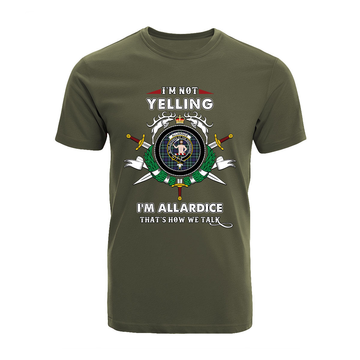 Allardice Tartan Crest T-shirt - I'm not yelling style