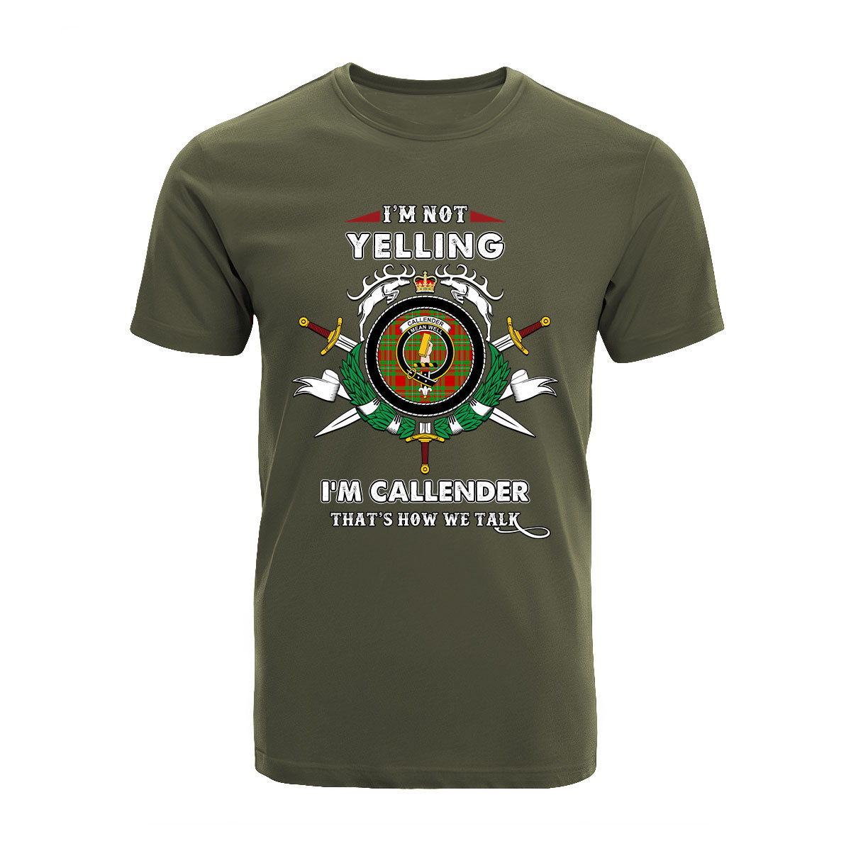 Callender Tartan Crest T-shirt - I'm not yelling style