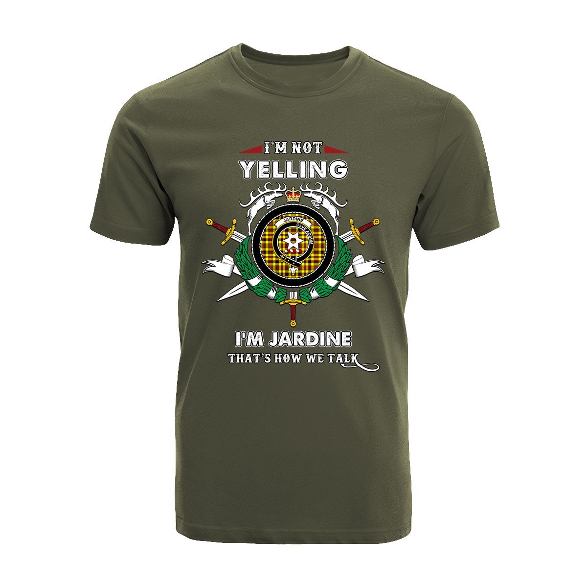 Jardine Tartan Crest T-shirt - I'm not yelling style