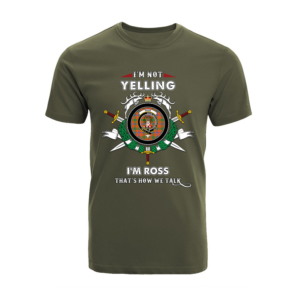 Ross Tartan Crest T-shirt - I'm not yelling style