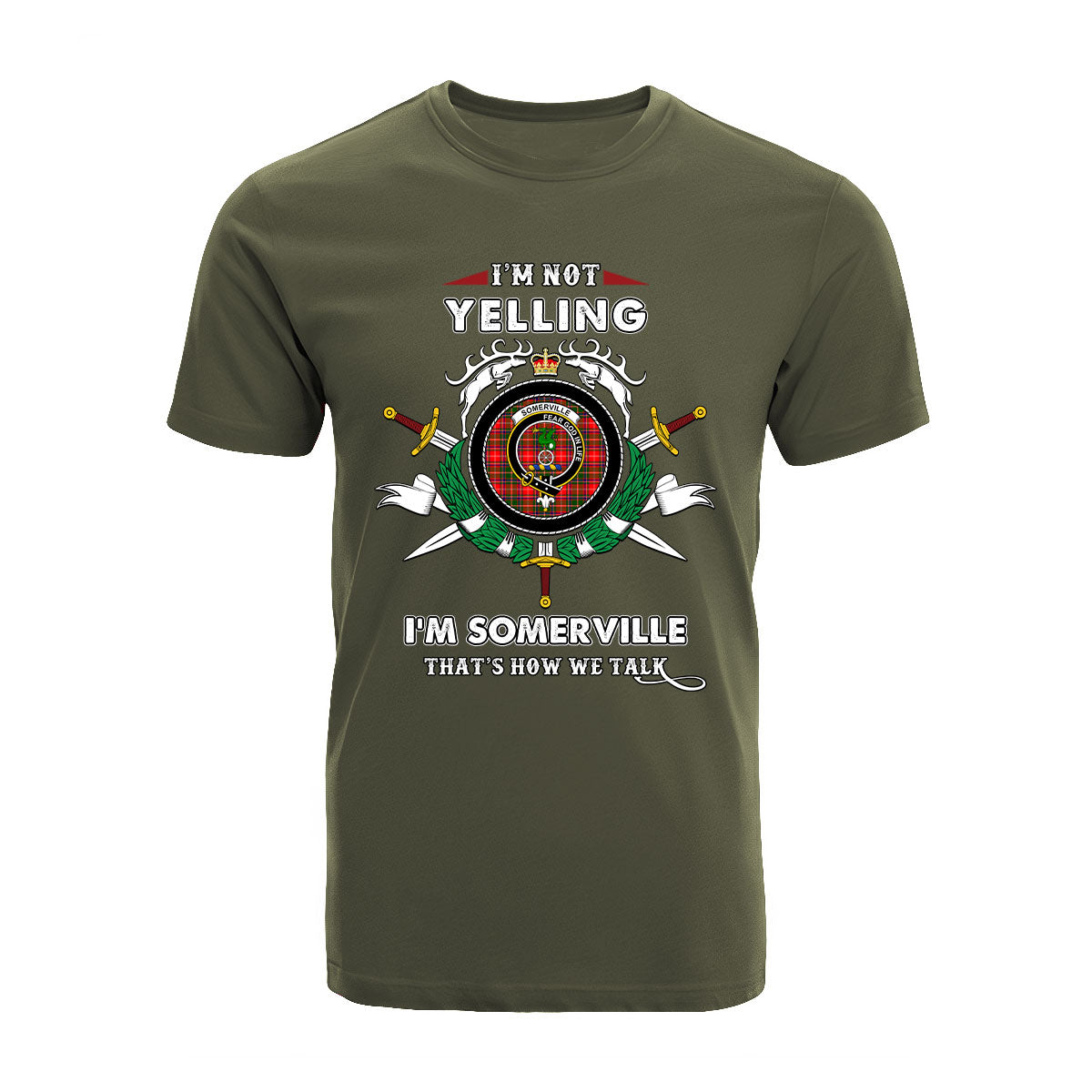 Somerville Tartan Crest T-shirt - I'm not yelling style