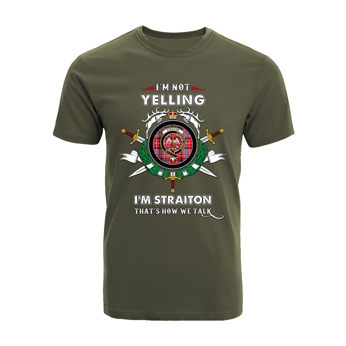 Straiton Tartan Crest T-shirt - I'm not yelling style