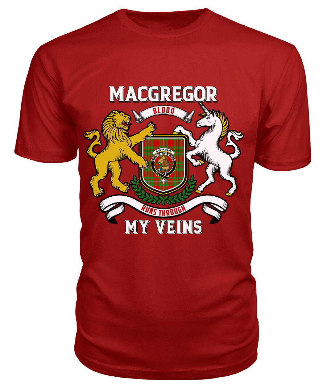 MacGregor Modern Tartan Crest 2D T-shirt - Blood Runs Through My Veins Style