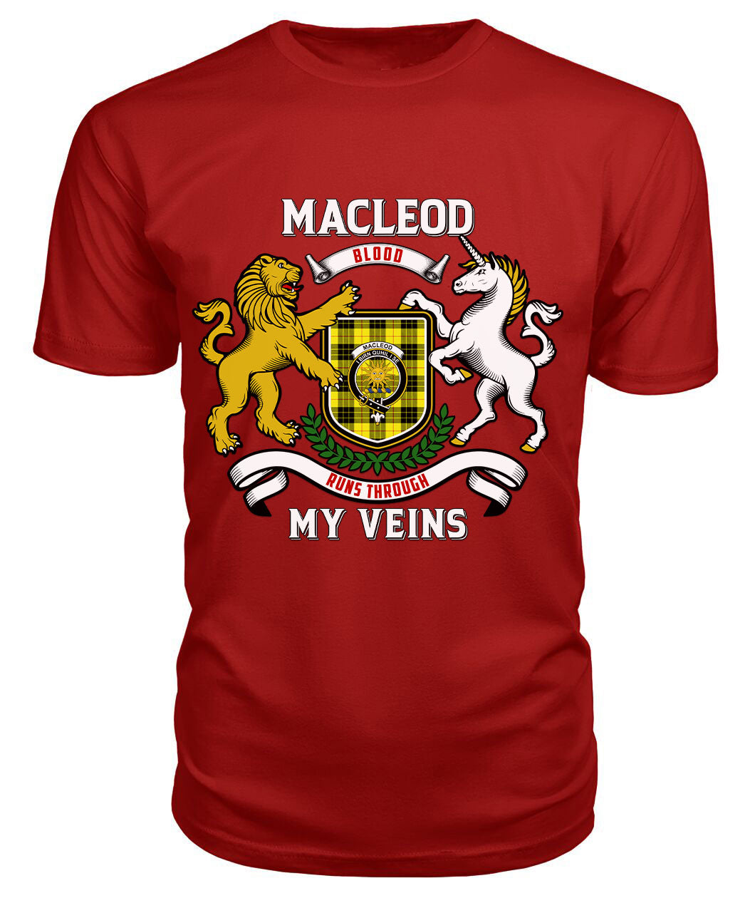 MacLeod of Lewis Modern Tartan Crest 2D T-shirt - Blood Runs Through My Veins Style