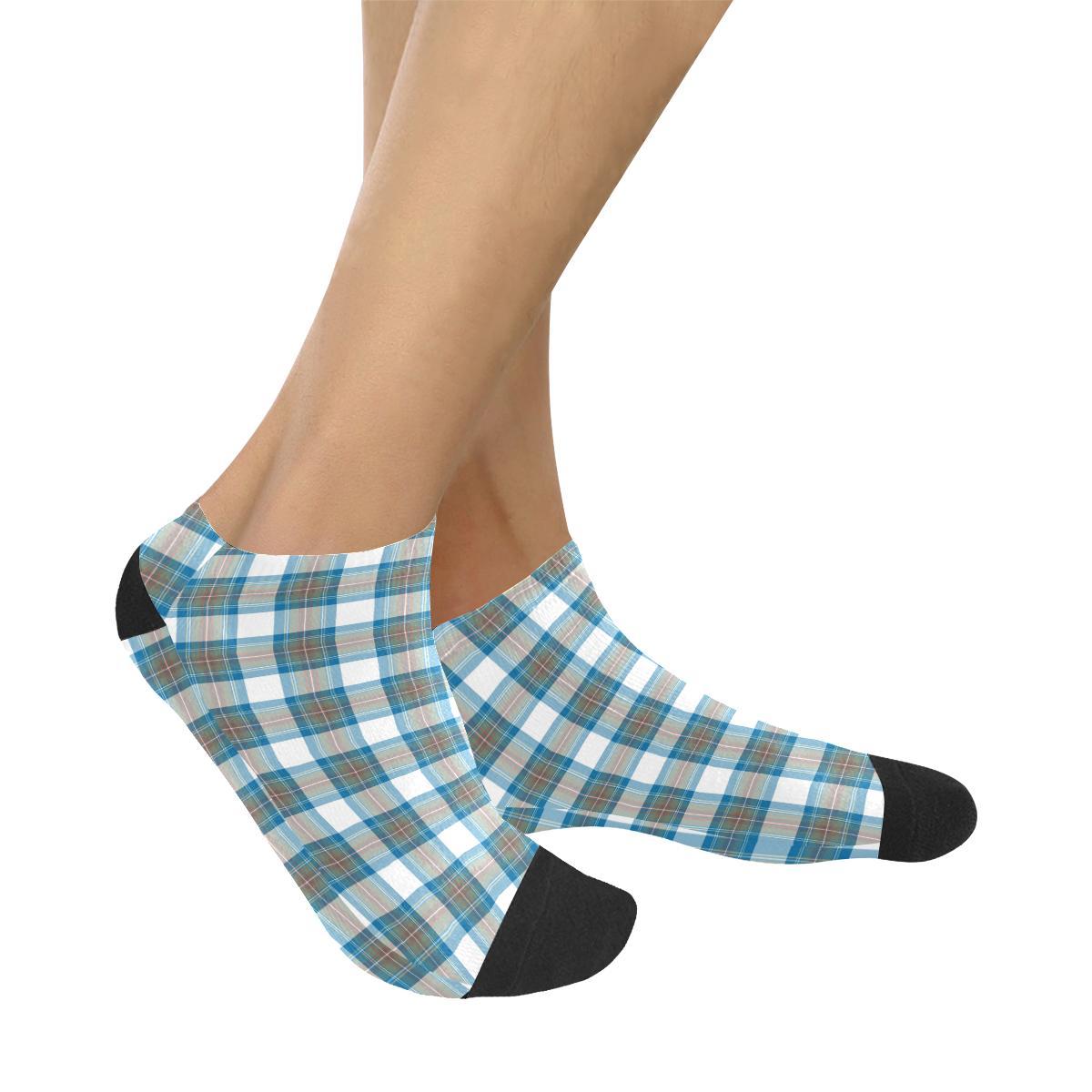 Stewart Muted Blue Tartan Ankle Socks