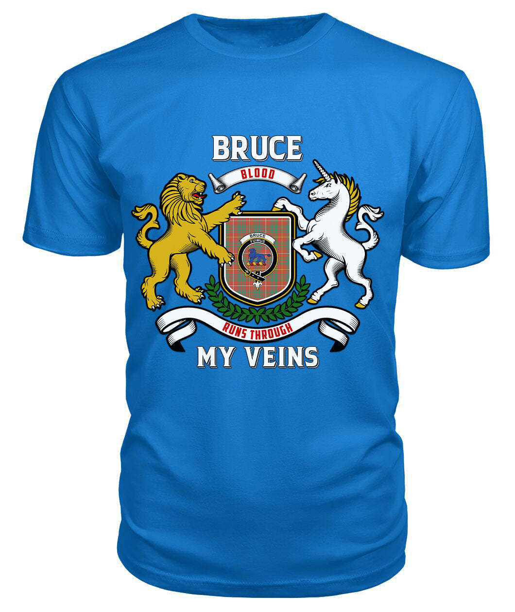 Bruce Ancient Tartan Crest 2D T-shirt - Blood Runs Through My Veins Style