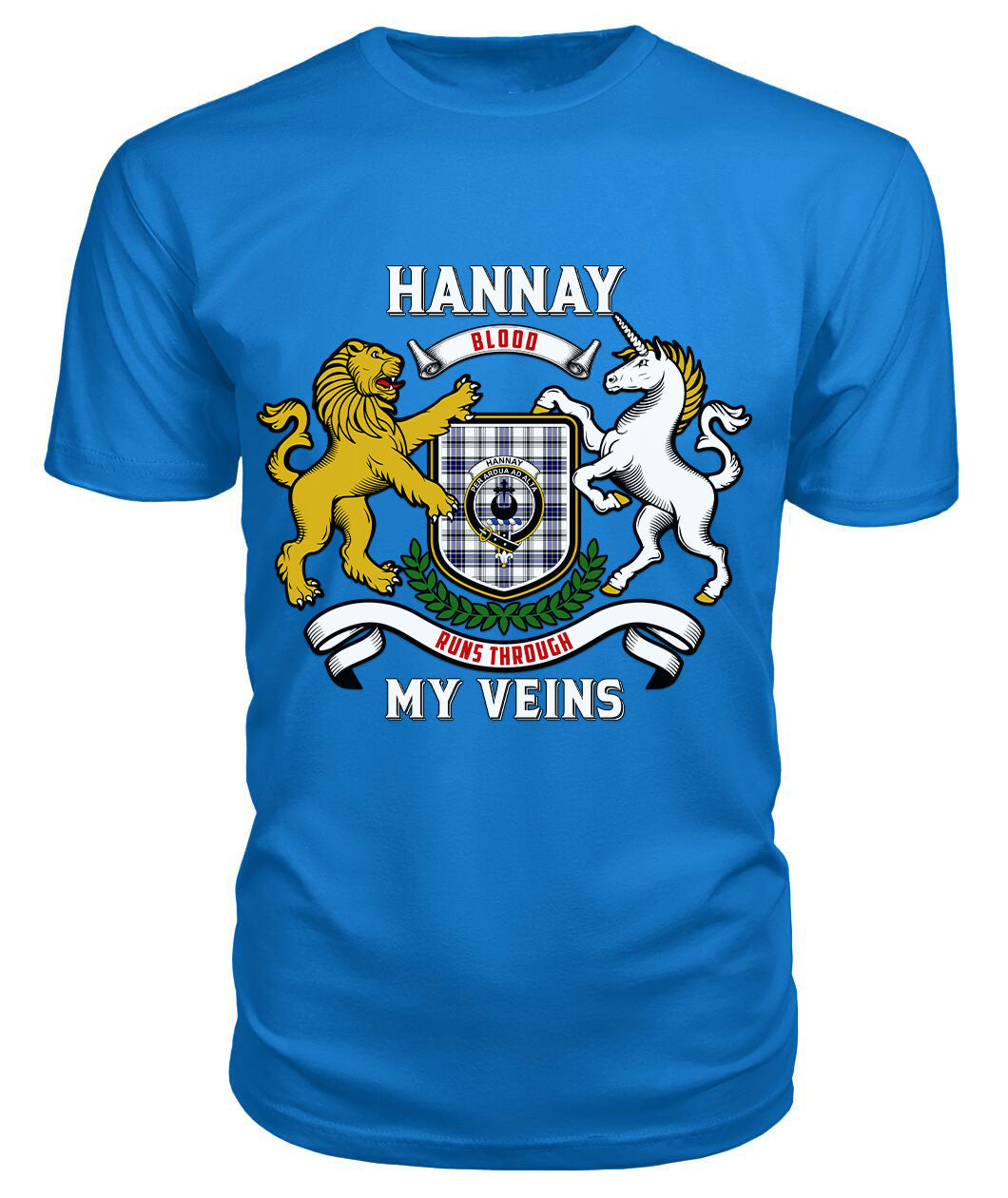 Hannay Modern Tartan Crest 2D T-shirt - Blood Runs Through My Veins Style