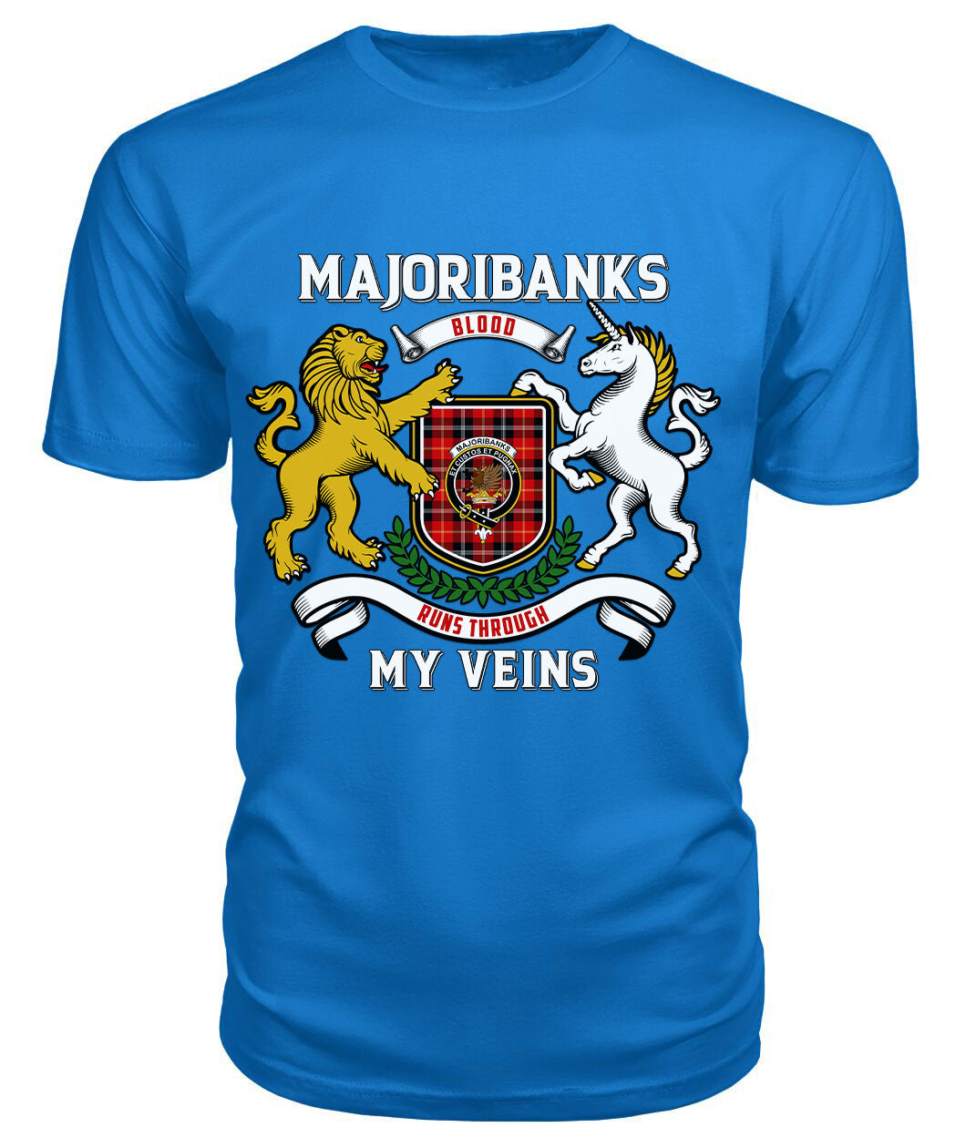 Majoribanks Tartan Crest 2D T-shirt - Blood Runs Through My Veins Style