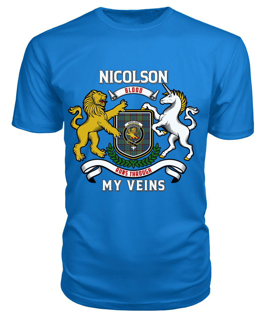 Nicolson Hunting Ancient Tartan Crest 2D T-shirt - Blood Runs Through My Veins Style