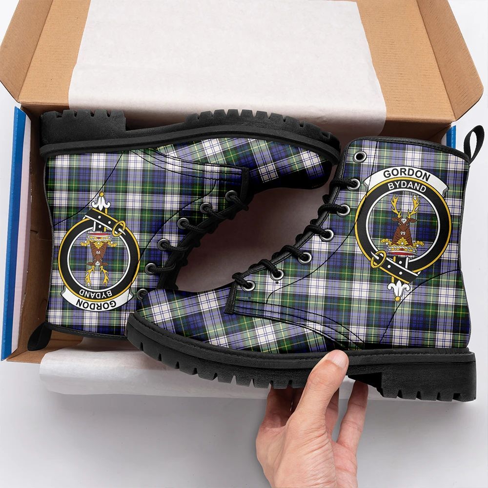 Gordon Dress Modern Tartan Crest Leather Boots