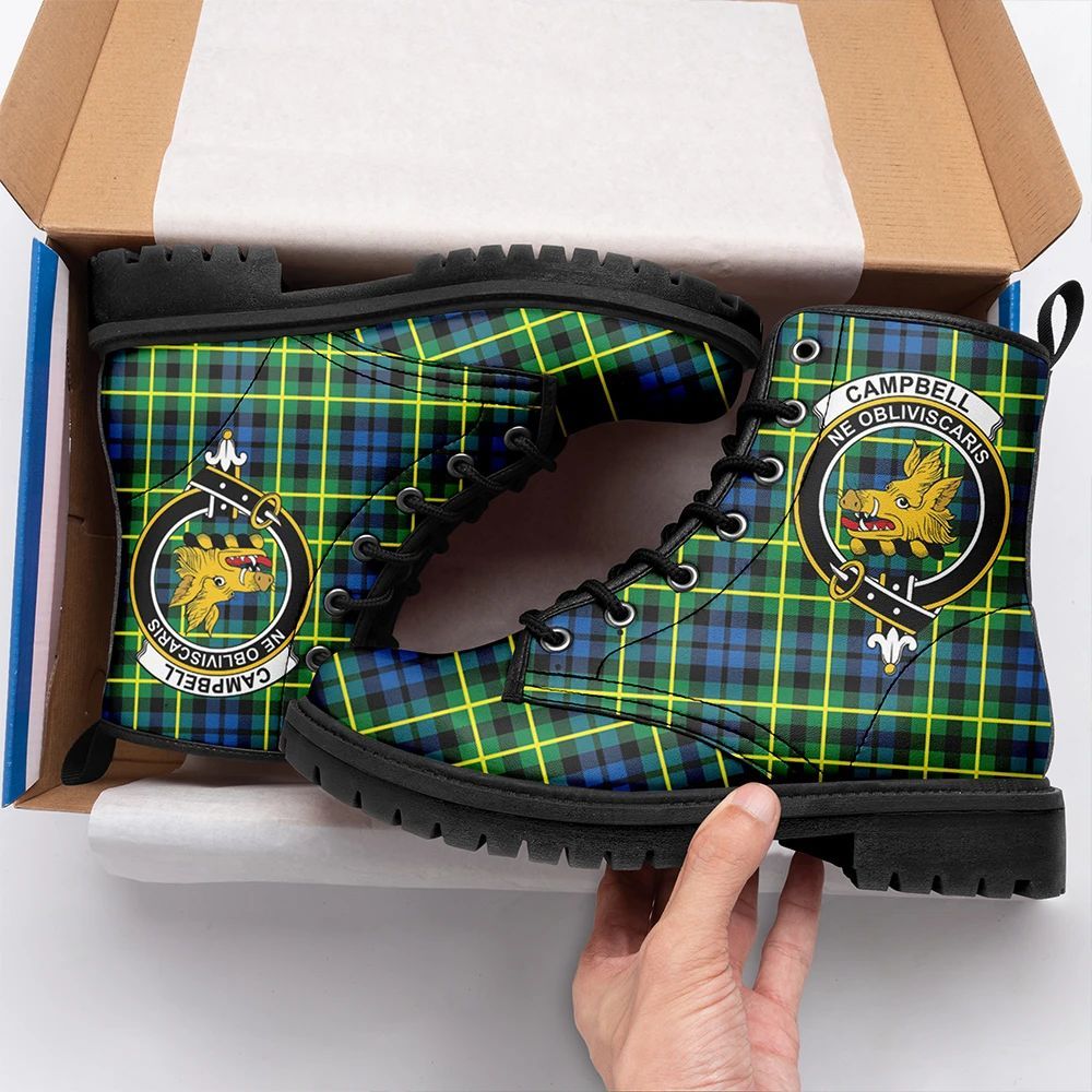 Campbell Of Breadalbane Ancient Tartan Crest Leather Boots