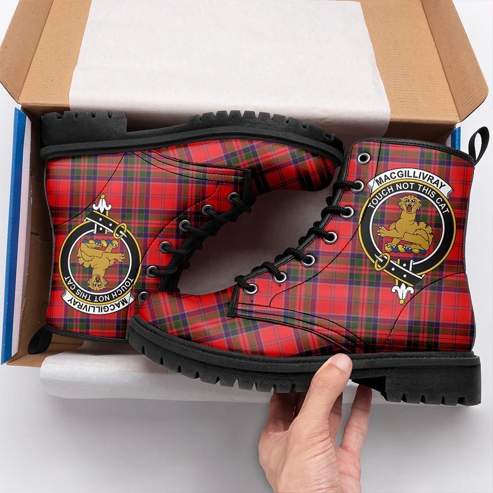 MacGillivray Modern Tartan Crest Leather Boots