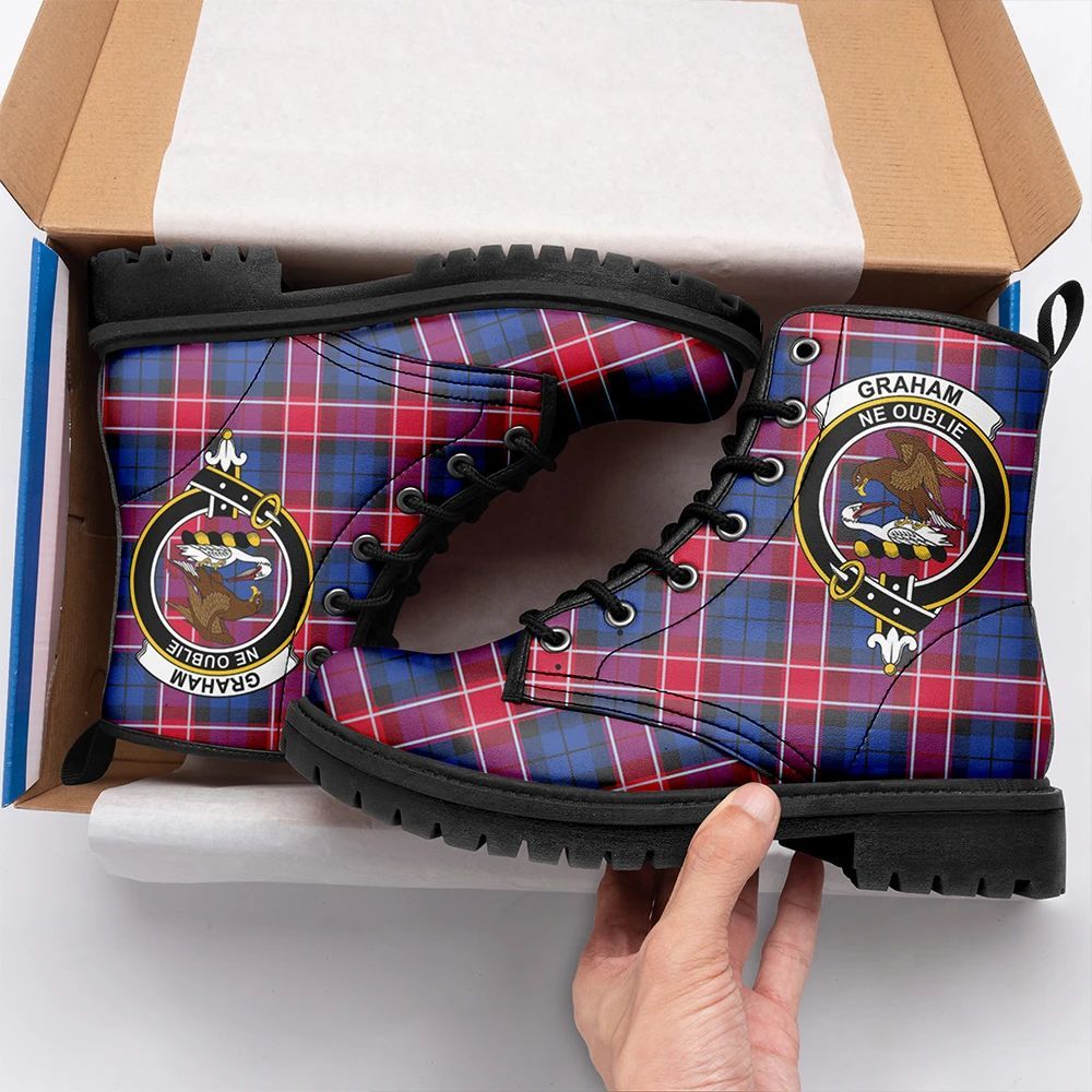 Graham Of Menteith Red Tartan Crest Leather Boots