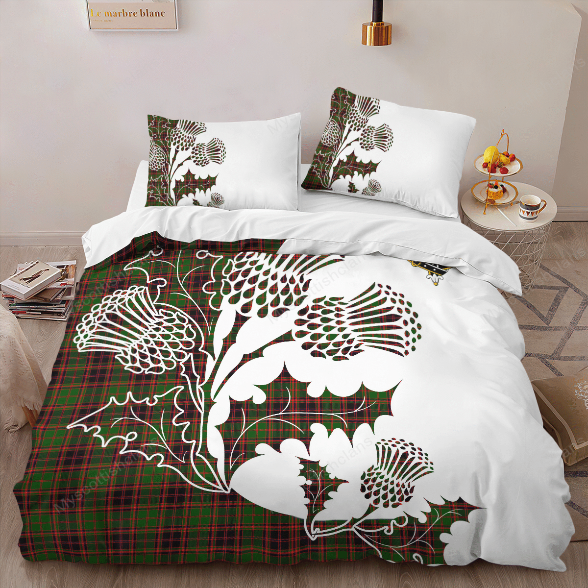 Buchan Tartan Crest Bedding Set - Thistle Style