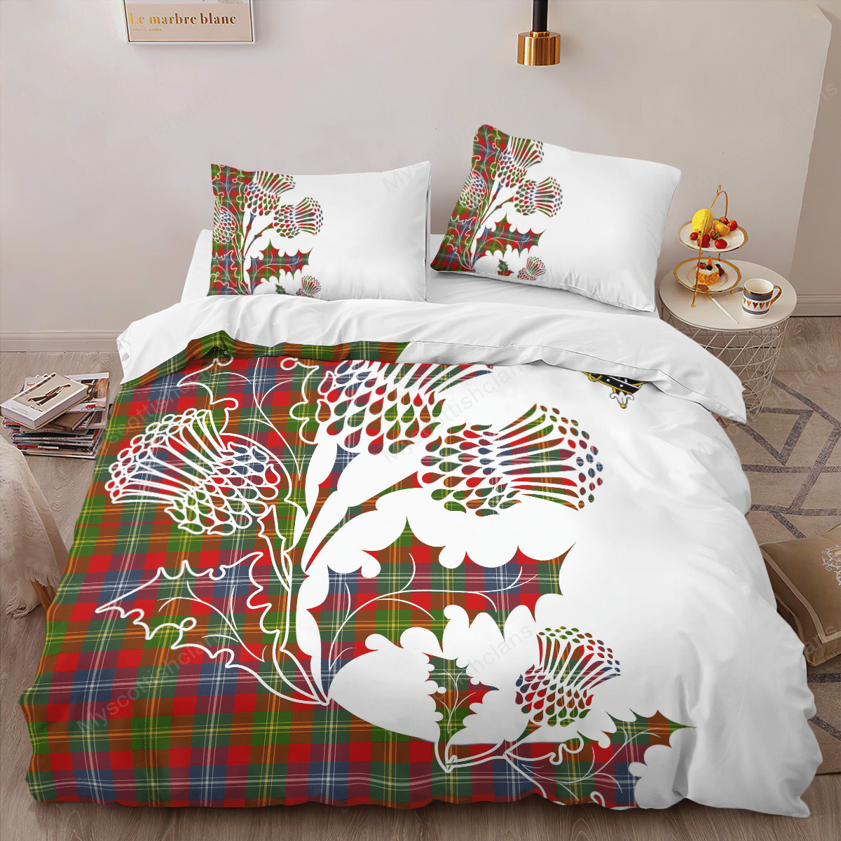 Forrester Tartan Crest Bedding Set - Thistle Style