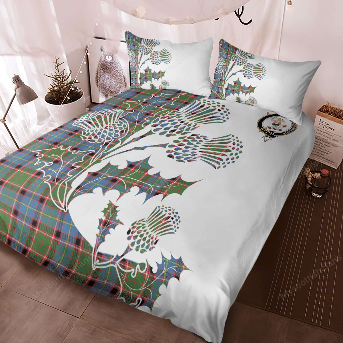 Glass Tartan Crest Bedding Set - Thistle Style