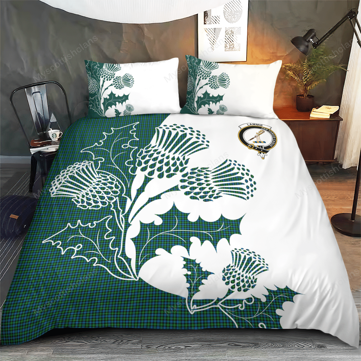 Lammie Tartan Crest Bedding Set - Thistle Style