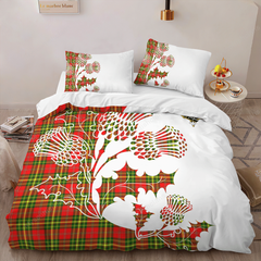 Leask Tartan Crest Bedding Set - Thistle Style