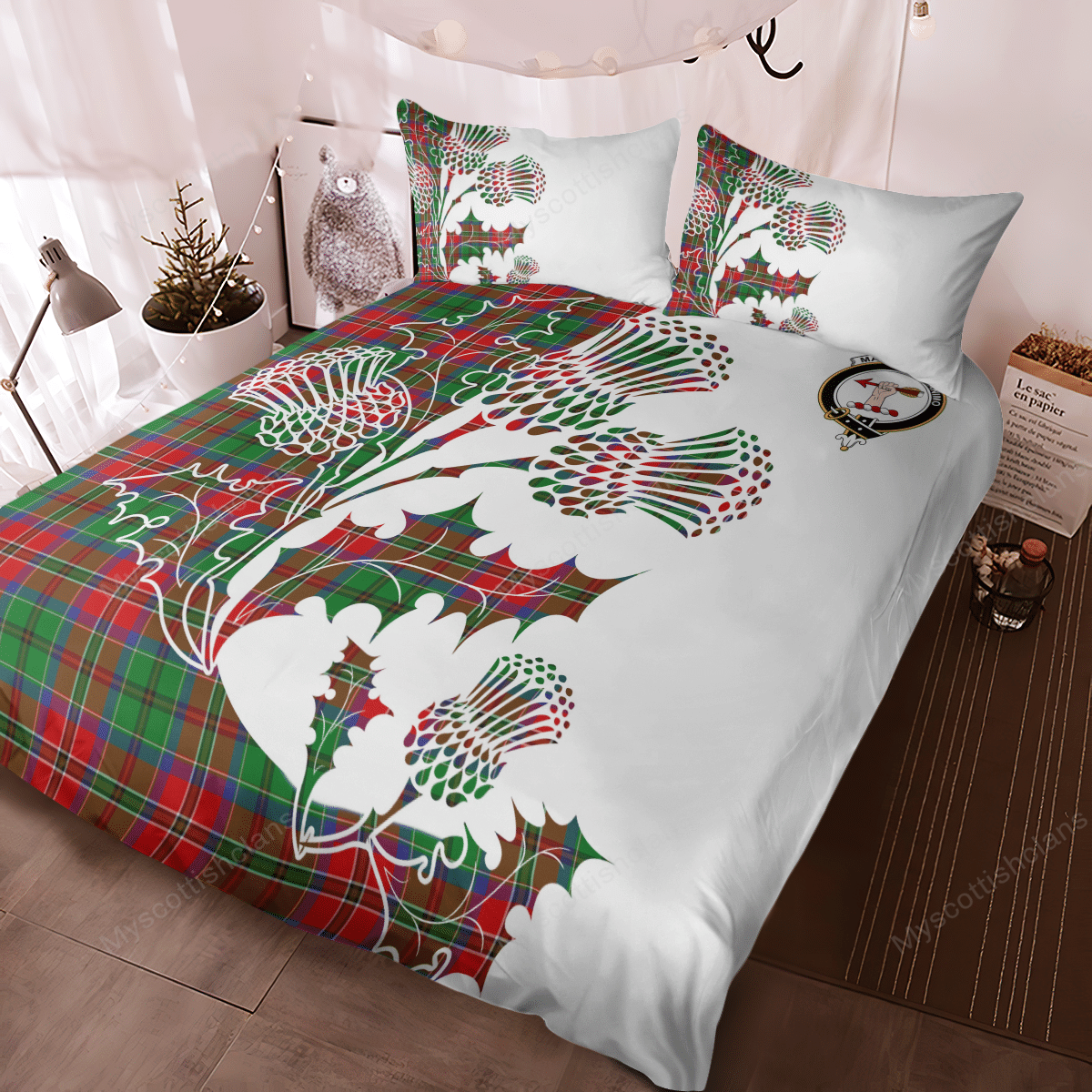 MacCulloch (McCulloch) Tartan Crest Bedding Set - Thistle Style