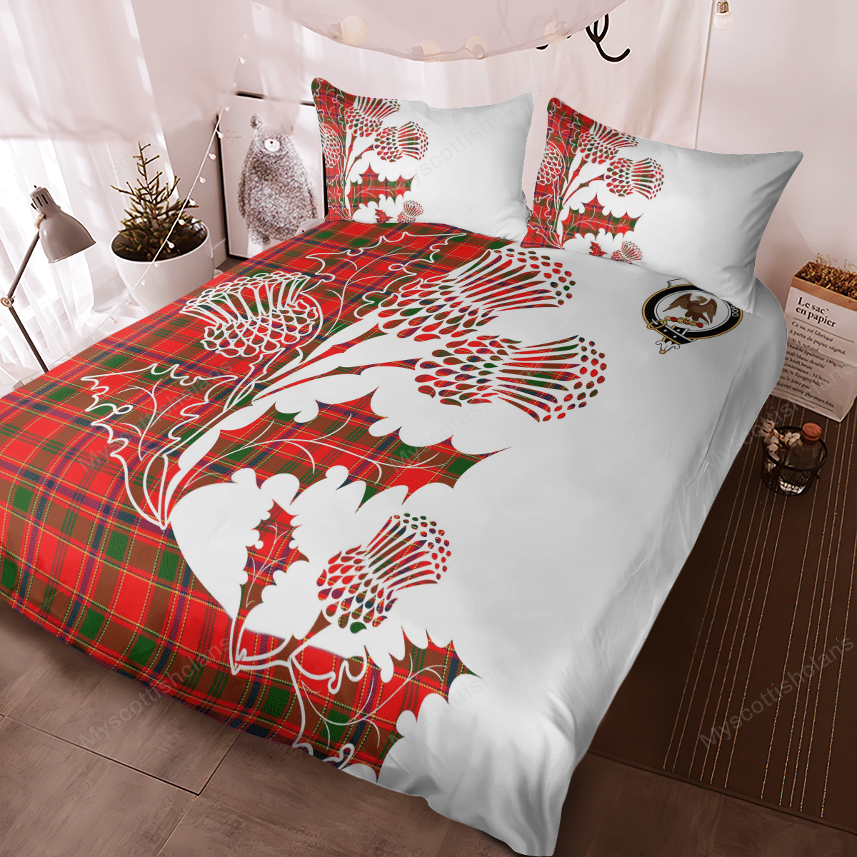 Munro Tartan Crest Bedding Set - Thistle Style